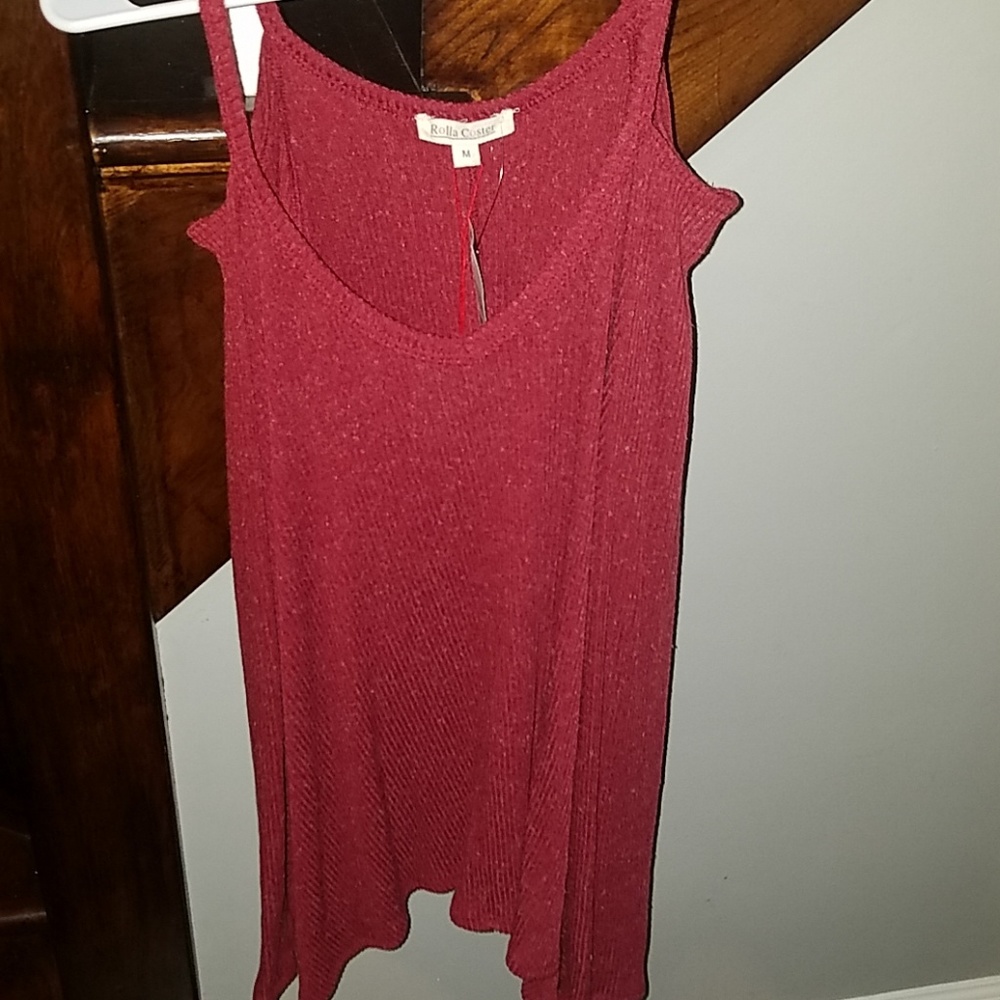 Red open shoulder long sleeve